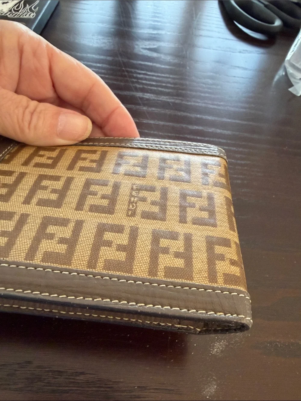 FENDI Brown Monogram Canvas Wallet - Slim Bi-Fold